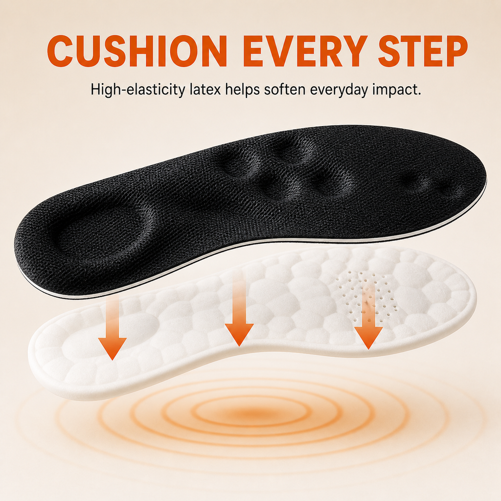 Cloud-Comfort Latex Insoles – Breathable Arch Support