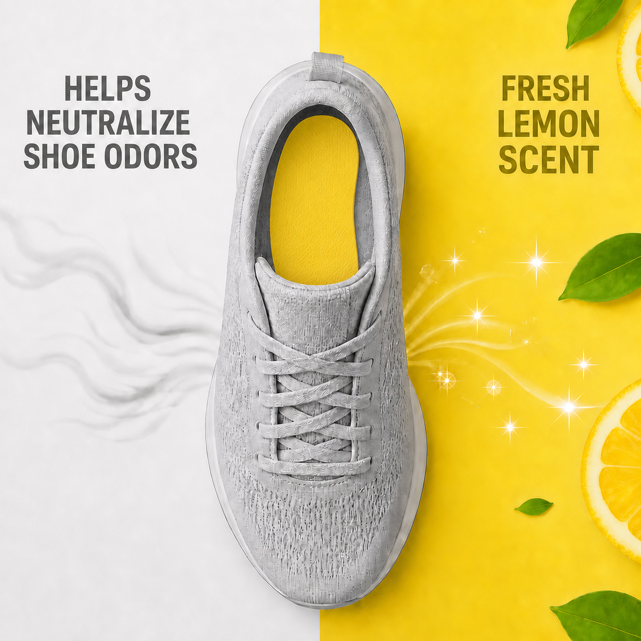 Lemon Shoe Freshener Pads – 12 Pieces, Peel & Stick Odor Control Inserts