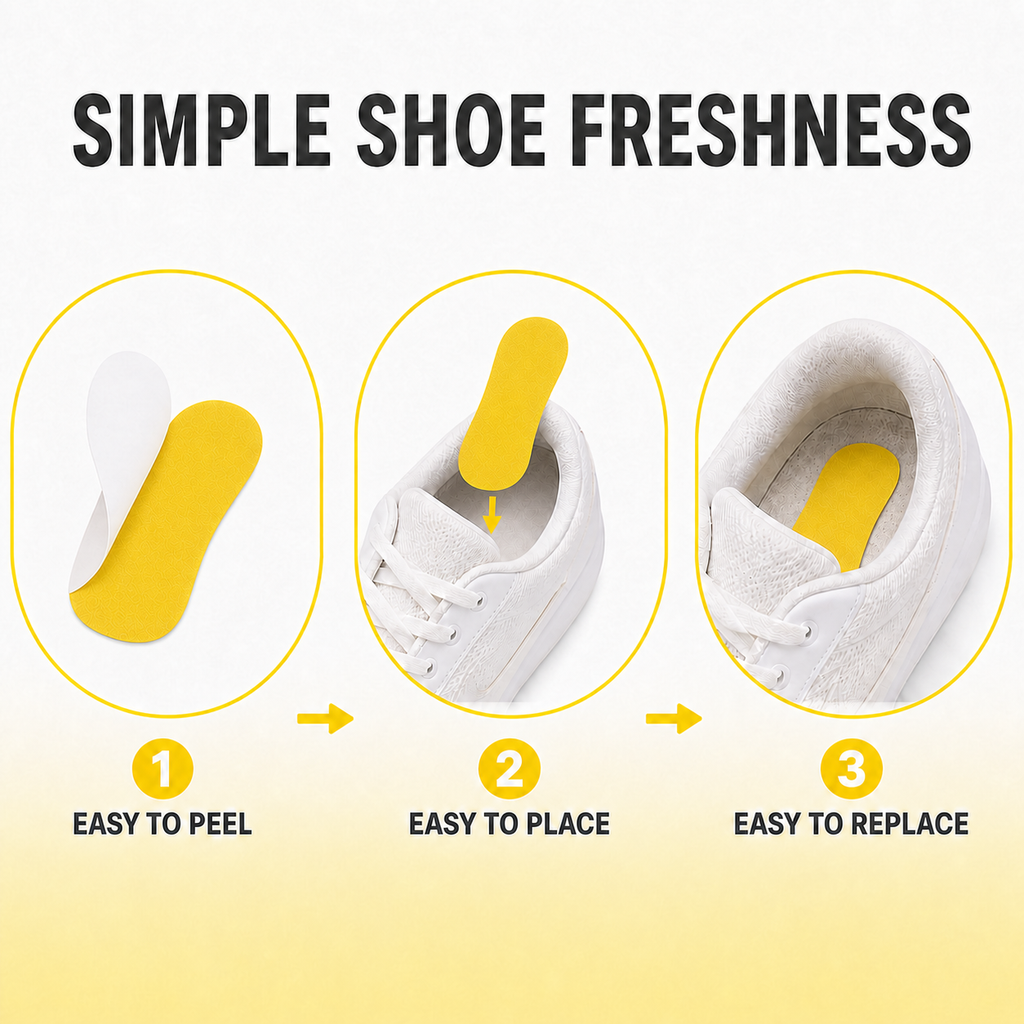 Lemon Shoe Freshener Pads – 12 Pieces, Peel & Stick Odor Control Inserts