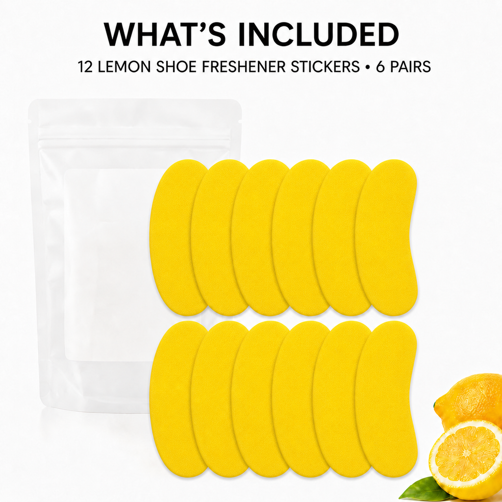 Lemon Shoe Freshener Pads – 12 Pieces, Peel & Stick Odor Control Inserts